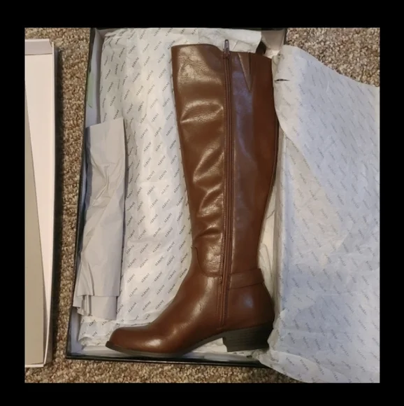 Alfani Cognac Wide Calf Boots - Picture 2 of 3